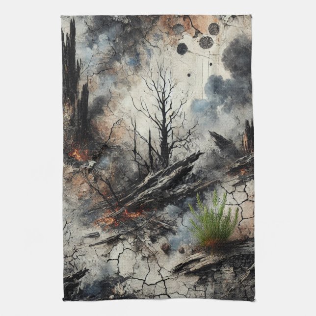 Wildfire Aftermath Artistic Kitchen Towel Kökshandduk (Vertikal)