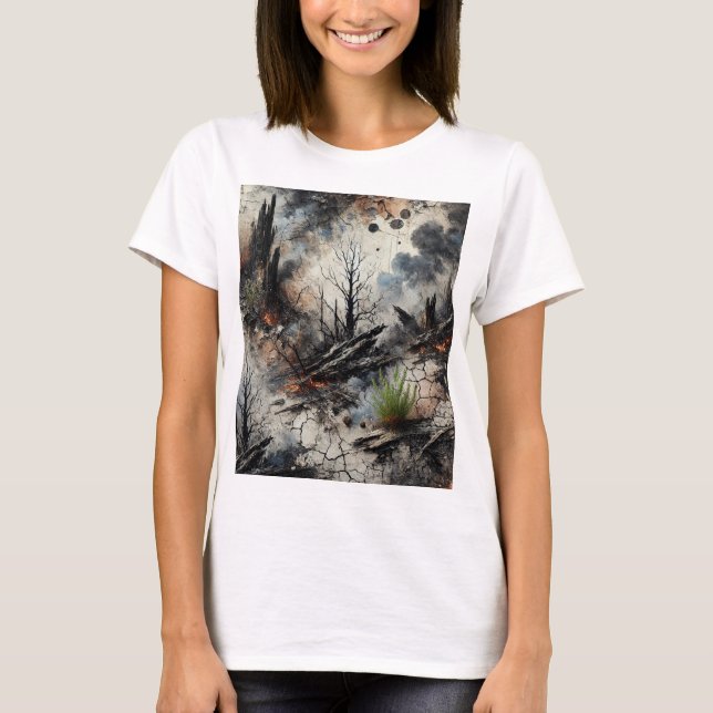 Wildfire Aftermath Artistic Women's T-Shirt (Framsida)