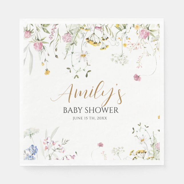 Wildfloral Girls Baby Shower Pappersservett (Framsidan)