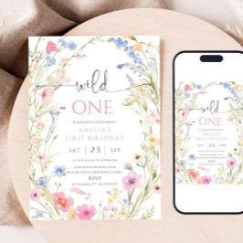 Wildflower 1st Birthday Invitation Template, Edita Inbjudningar