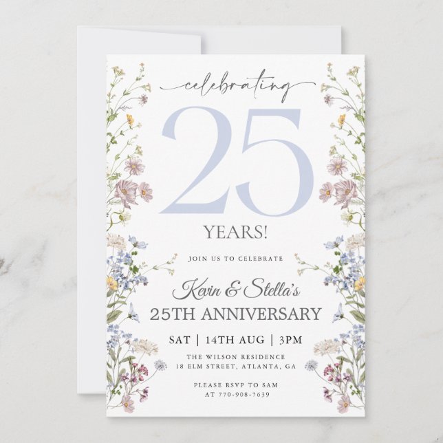 Wildflower 25-årsjubileum inbjudningar (Framsida)