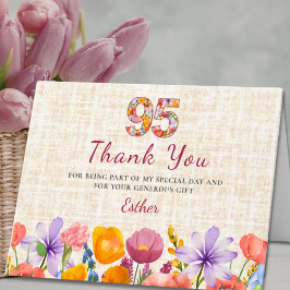 Wildflower 95th Birthday Party - Floral Number Tack Kort