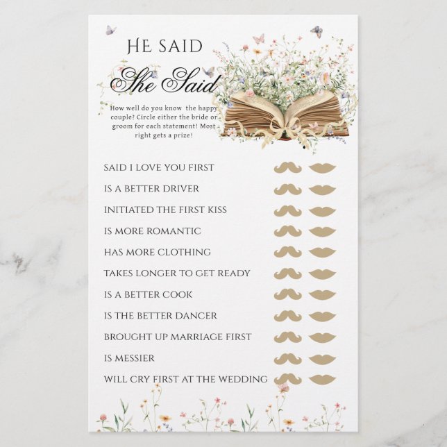 Wildflower A New Chapter Begin Bridal Shower Game (Framsida)