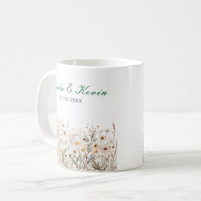 Wildflower Autumn Fall Floral Wedding Kaffemugg (Framsida vänster)