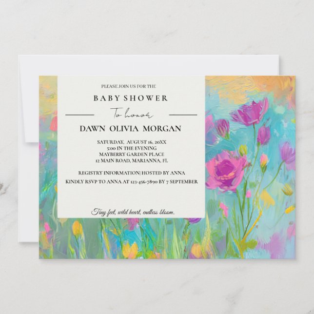 WILDFLOWER BABY BLOMMIGT BABY SHOWER-INBJUDAN INBJUDNINGAR (Framsida)