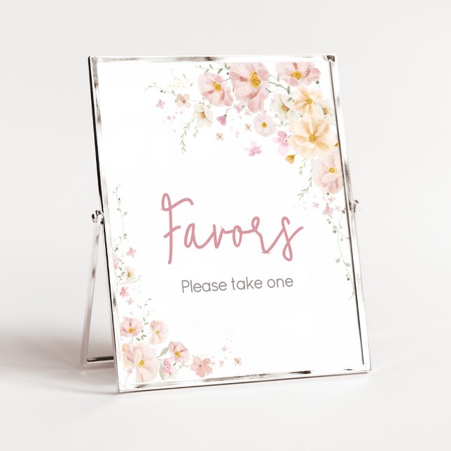 Wildflower Baby i blom Baby Shower Fördelar Poster (Baby in Bloom Baby Shower Favors Sign)
