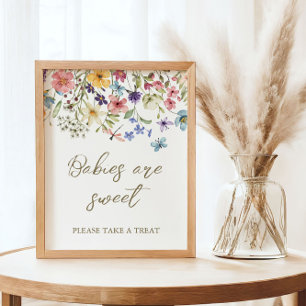 Wildflower Baby I Knopp Baby Shower Favors skylt