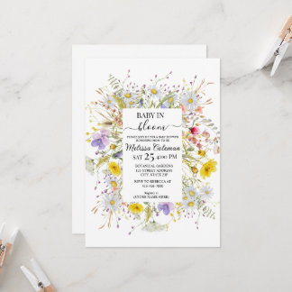 Wildflower Baby In Bloom Baby Shower  Inbjudningar