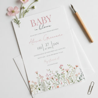 Wildflower Baby in Bloom Baby Shower Invitation Inbjudningar