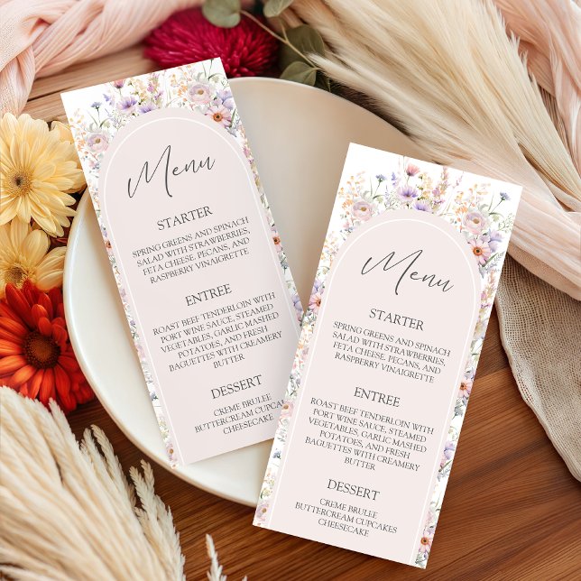 Wildflower Baby Shower 4x9 Menu Card Meny (Skapare uppladdad)