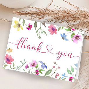Wildflower Baby Shower Blommig Vikad Tacksamhetsko Tack Kort