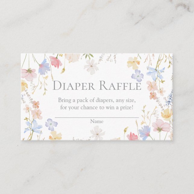 Wildflower Baby Shower Diaper Raffle Insert Tilläggskort (Framsida)