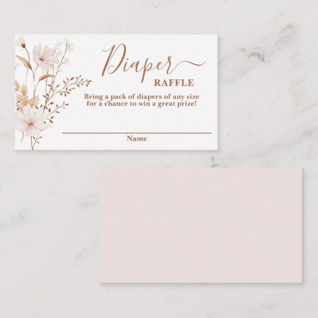 Wildflower baby shower girl Diaper Raffle Card Tilläggskort (Fram/baksida)