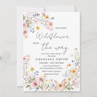 Wildflower Baby Shower Invitation Girl Inbjudningar