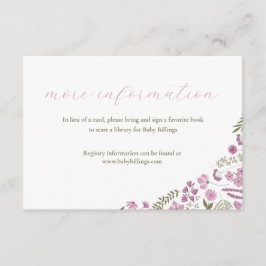 wildflower baby shower invitation insert - purple inbjudningar