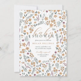 wildflower baby shower invitation - light orange inbjudningar