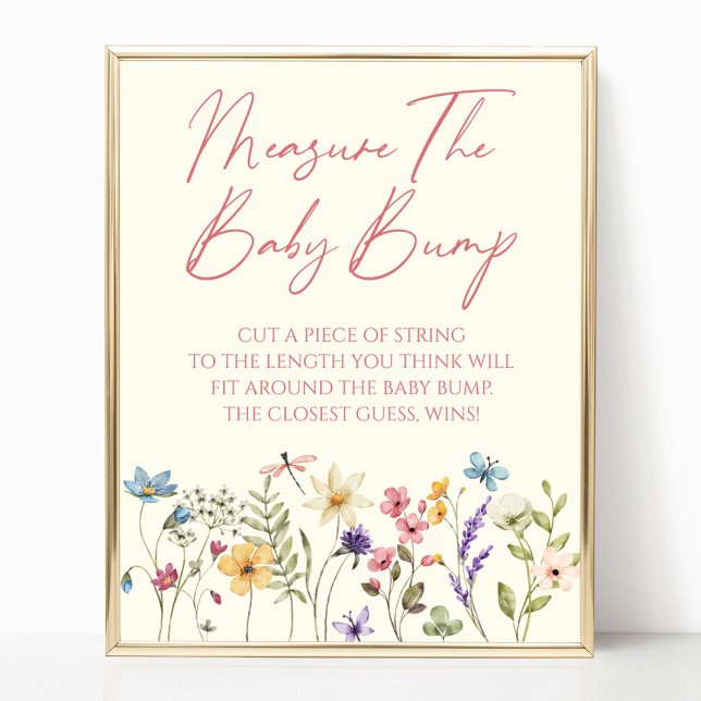 Wildflower Baby Shower Measure The Baby Bump Sign Poster (Skapare uppladdad)
