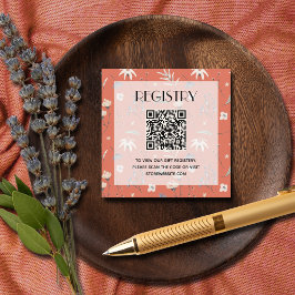 Wildflower Baby Shower Registry QR Code Terracotta Tilläggskort