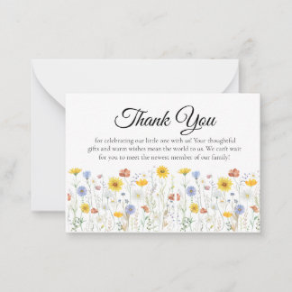 Wildflower Baby Shower Thank You Card Anteckningskort