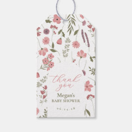 Wildflower Bebis Shower Tacksamhetsetikett - Rosa Presentetikett
