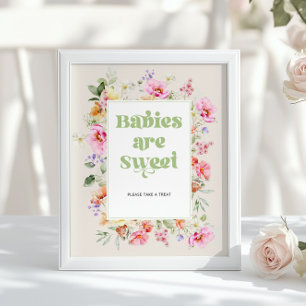Wildflower-Bebisar är söta rosa salvia Baby Shower Poster