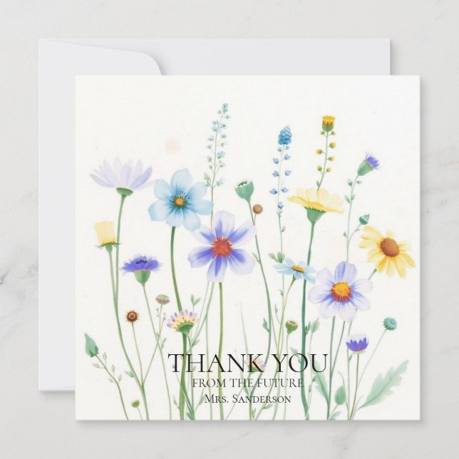 Wildflower Bee Bridal Shower Thank You Card Tack Kort (Framsida)
