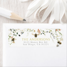 Wildflower & Bees Watercolor Return Address Returadress Etikett