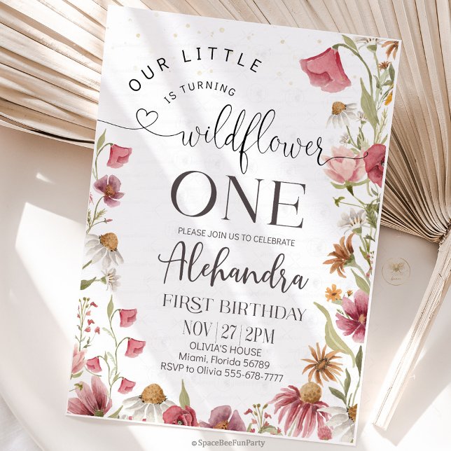 Wildflower Birthday Garden Party Inbjudningar (wildflower invitation, birthday invitation, garden party, floral design, pastel flowers, botanical, )