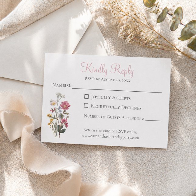 Wildflower Birthday Party  OSA Kort (Skapare uppladdad)