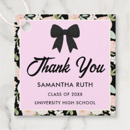 Wildflower Black Gingham Bow Graduation Party Gåvor Etiketter