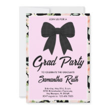 Wildflower Black Gingham Bow Graduation Party