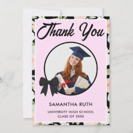 Wildflower Black Gingham Bow Photo Graduation Tack Kort