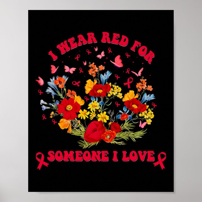 Wildflower Blood Cancer Awareness Apparel Red Ribb Poster (Framsidan)