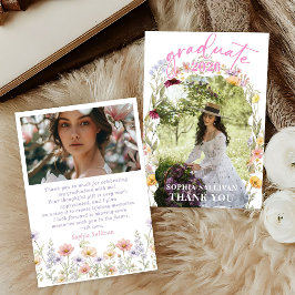 Wildflower Bloom Graduation  Party Thank You Card Tack Kort