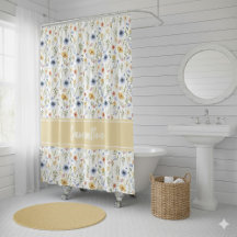 Wildflower Blue Yellow Pink Monogram Watercolor