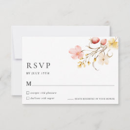 Wildflower Blush Floral Garden Wedding RSVP Cards OSA Kort