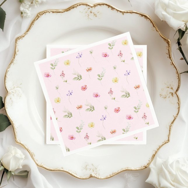Wildflower Blush pink Baby in bloom Baby Shower Pappersservett (Skapare uppladdad)