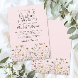 Wildflower Blush Pink Bridal Shower Inbjudningar