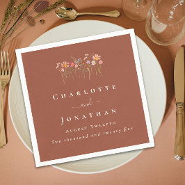 Wildflower Boho Fall Floral Custom Wedding Pappersservett