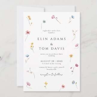 Wildflower Botanical Floral Wedding Invitation Inbjudningar