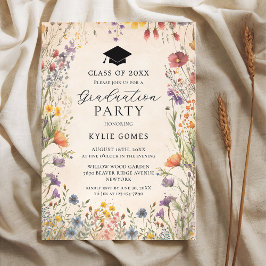 Wildflower Botanical Graduation Party Invitation Inbjudningar