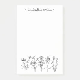 Wildflower Botanical Pretty Floral Garden Name Post-it Block