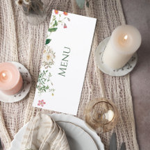 Wildflower Botanical Wedding Menu Card