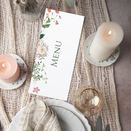 Wildflower Botanical Wedding Menu Card Meny