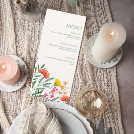 Wildflower Botanical Wedding Menu Card Meny