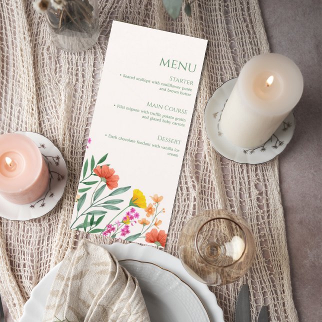 Wildflower Botanical Wedding Menu Card Meny (Skapare uppladdad)
