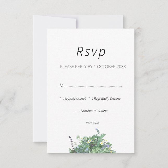 Wildflower Botanical Wedding RSVP Card OSA Kort (Framsida)