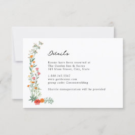 Wildflower Botaniska Trädgården Bröllopsdetaljkort Inbjudningar