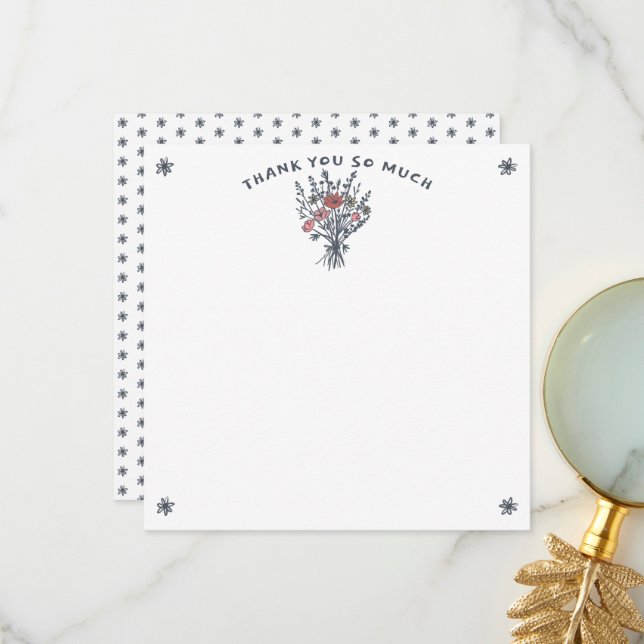 Wildflower Bouquet Rustic Whimsical Bridal Shower  Tack Kort (Fram/Back In Situ)