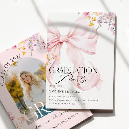 Wildflower & Bow Graduation Invitation Inbjudningar